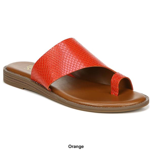 Womens Franco Sarto Gem Snakeskin Leather Slide Sandals