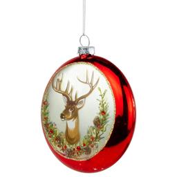 Northlight Seasonal 4in. Reindeer Glass Disc Christmas Ornament