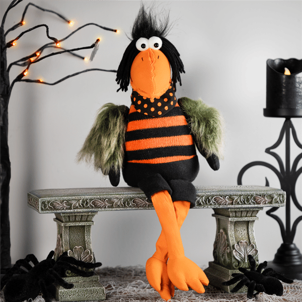 Northlight Plush Sitting Crow Halloween Figure - 17in.