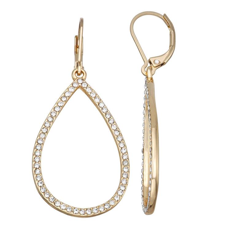 You''re Invited Gold-Tone Crystal Teardrop Earrings