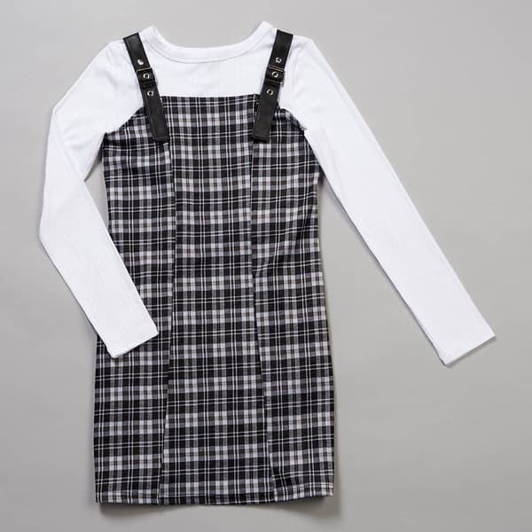 Girls &#40;7-16&#41; Jolie & Joy Rib Crew Neck Tee & Tartan Plaid Jumper - image 