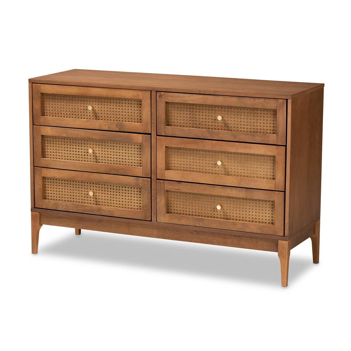 Baxton Studio Ramiel Modern Ash Walnut Wood 6-Drawer Dresser