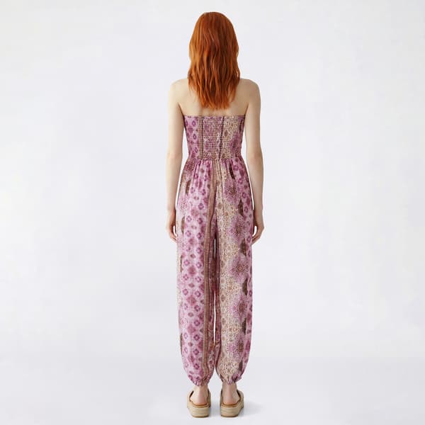 Juniors No Comment Strapless Smock Bodice Harem Jumpsuit-Ottoman