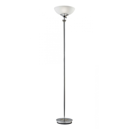 HomeRoots 72in. Silver Lamp with White Glass Shade