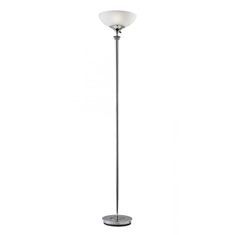 HomeRoots 72in. Silver Lamp with White Glass Shade