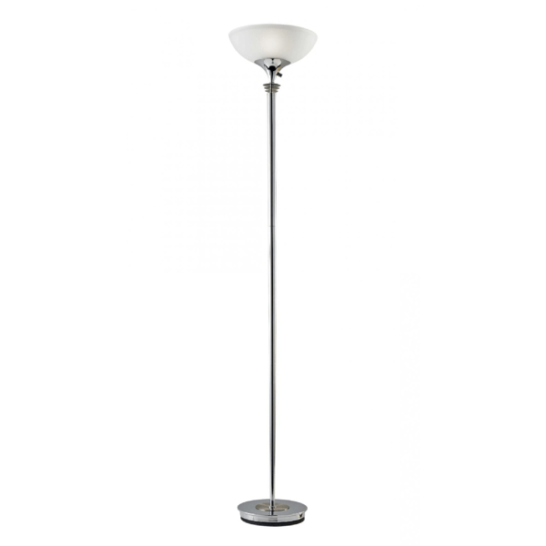 HomeRoots 72in. Silver Lamp with White Glass Shade