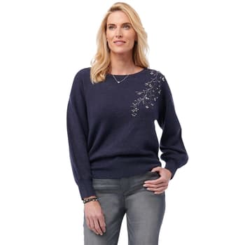 Womens Democracy Blouson Sleeve with Rhinestone Detail Sweater - Boscov's