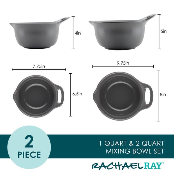 Rachael Ray 2pc. Ceramic Mixing Bowl Set - Dark Grey - Boscov's