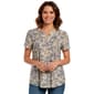 Womens Notations Short Sleeve Floral Split Neck Pleated Blouse - image 1