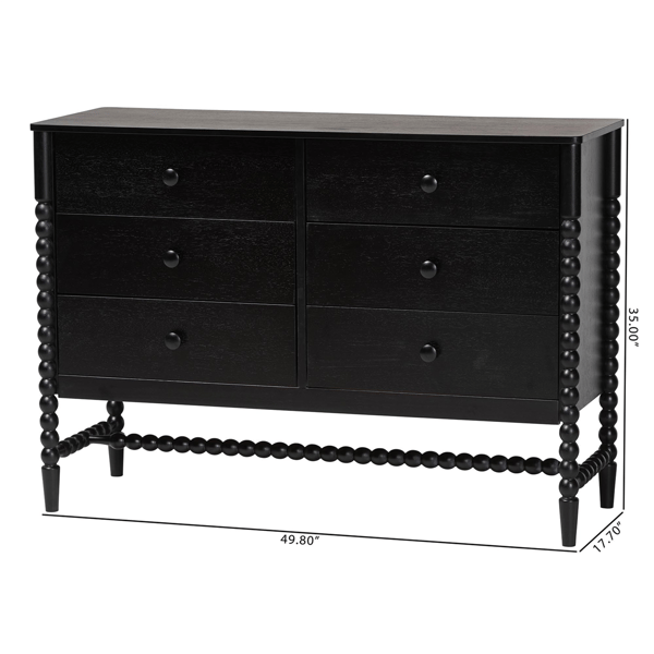 Baxton Studio Brantley Spindle 6-Drawer Dresser