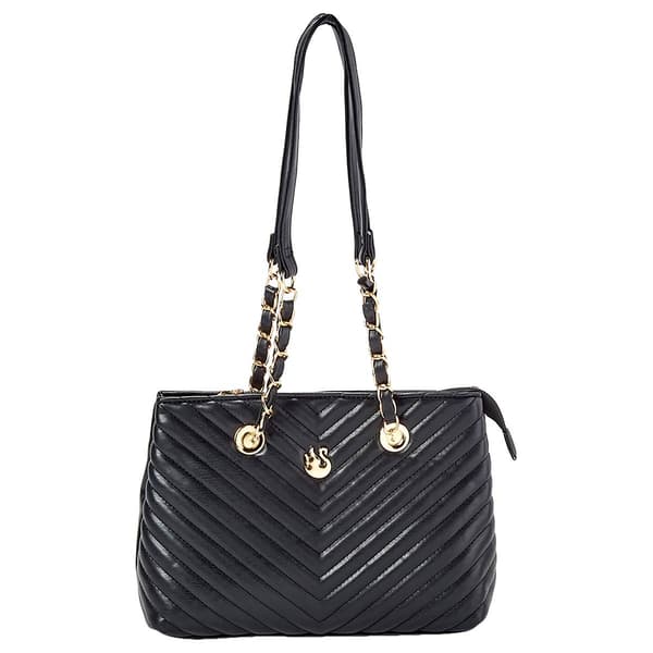 Gloria Vanderbilt Chevron Shoulder Quilt Tote - Black - image 