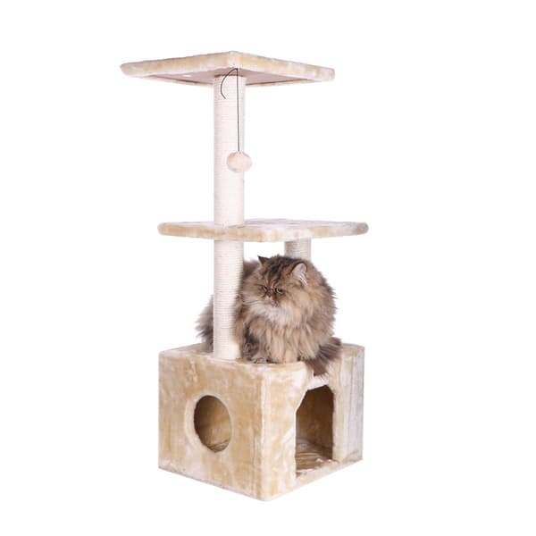 Armarkat 3-Tier Real Wood Cat Condo w/ Sisal Scratching Post