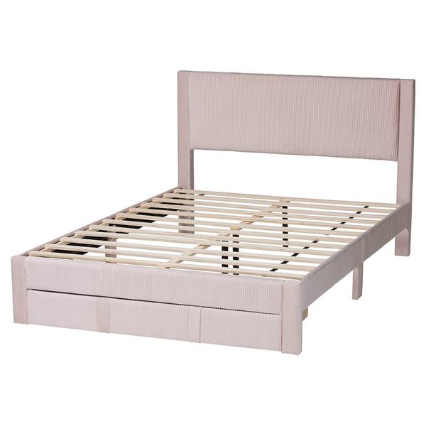 Baxton Studio Elora Modern Pleated Velvet Storage Queen Bedframe - image 