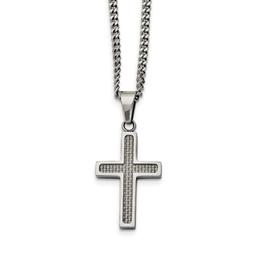 Mens Gentlemen's Classics(tm) Grey Carbon Fiber Inlay Cross Necklace