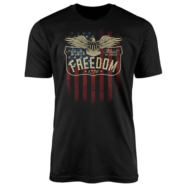 Mens Home of the Brave Freedom Patriot Eagle Graphic Tee - Black - image 