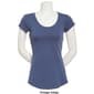 Juniors Aveto Cap Sleeve Scoop Neck Solid Jersey Knit Tee - image 5