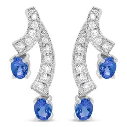 Haus of Brilliance 14kt. White Gold Blue Tanzanite Stud Earrings