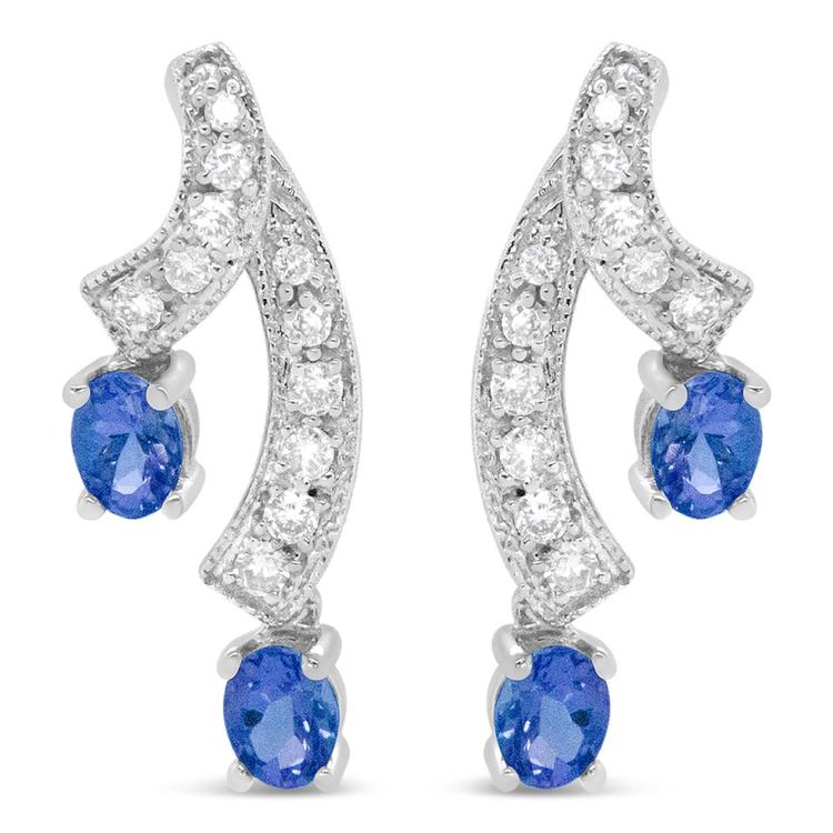 Haus of Brilliance 14kt. White Gold Blue Tanzanite Stud Earrings