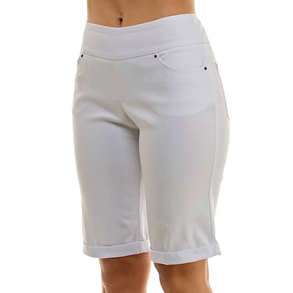 Womens Zac & Rachel Pull On Solid Cuffed Hem Bermuda Shorts