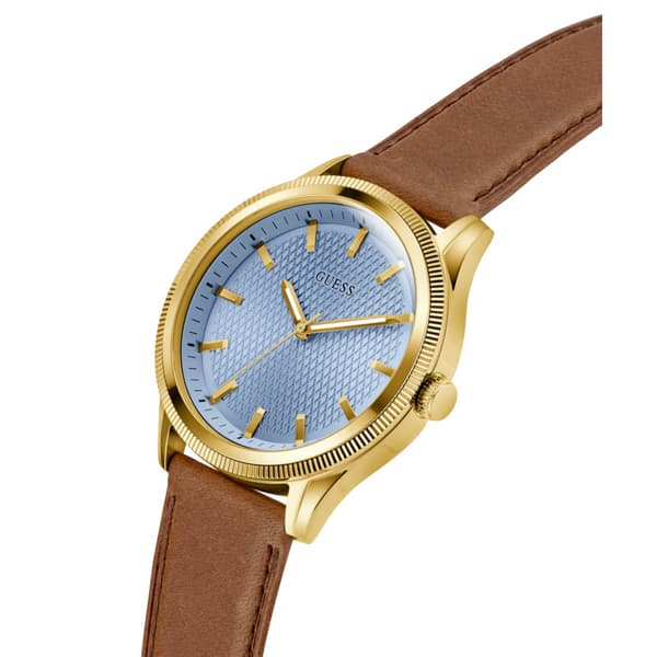 Mens Guess Gold-Tone Blue Sunray Dial Watch - GW0846G4