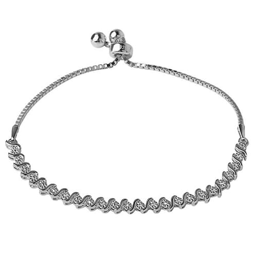 Gianni Argento Silver Plated Diamond S Link Adjustable...