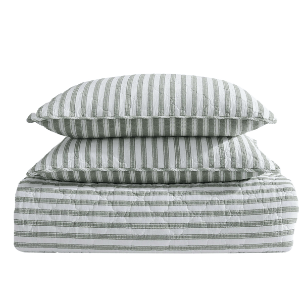 Stone Cottage Willow Way Ticking Stripe Reversible Quilt Set