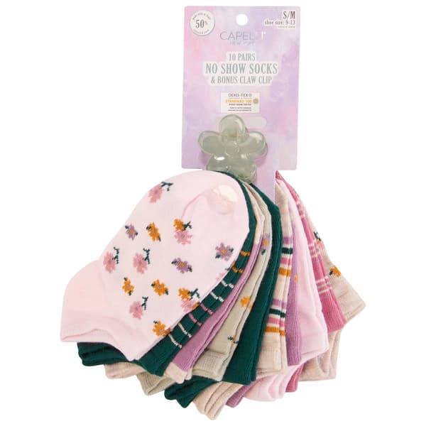 Girls &#40;4-6x&#41; Capelli New York 10pk. Autumn Floral No Show Socks - image 