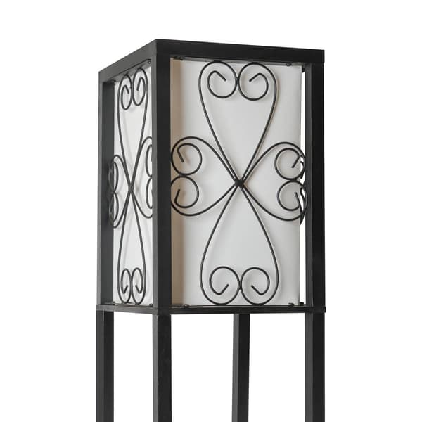 Simple Designs Floor Lamp Etagere Organizer w/Linen Shade