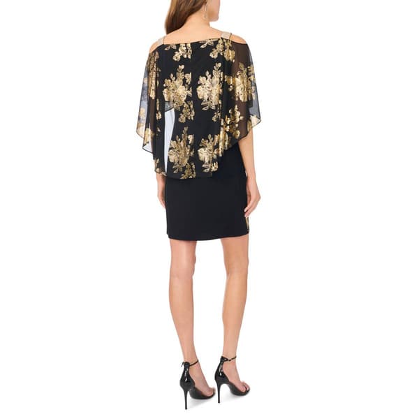 Womens MSK Sleeveless Foil Floral Overlay Rhinestone Sheath Dress