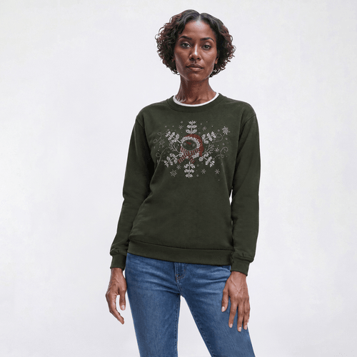 Womens Top Stitch by Morning Sun Flake Folly Fleece Sweatshirt - image 