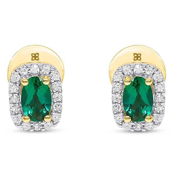 Gemstone Classics™ Created Emerald & Lab Grown Diamond Earrings
