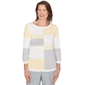 Petites Alfred Dunner Al Fresco Ribbed Colorblock Jewel Neck Swe - image 1