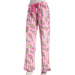 Juniors MJC Grinch & Max Stripe Plush Pajama Bottoms