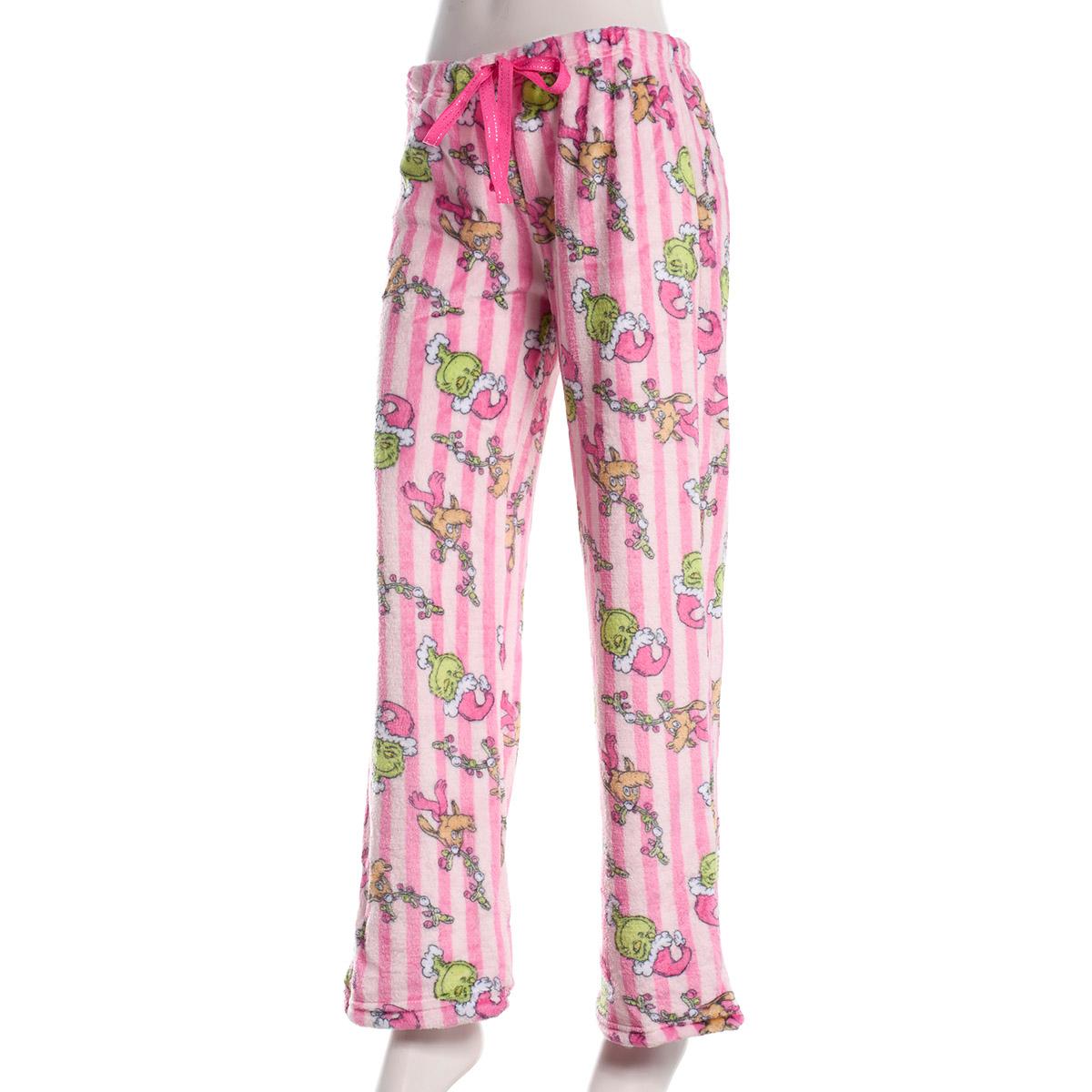 Juniors MJC Grinch & Max Stripe Plush Pajama Bottoms