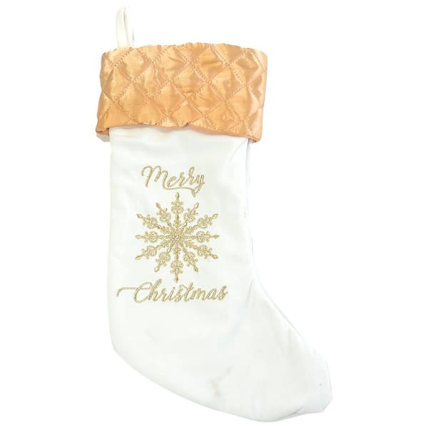 20in. Embroidered Merry Christmas &amp; Snowflake Velvet Stocking - image 
