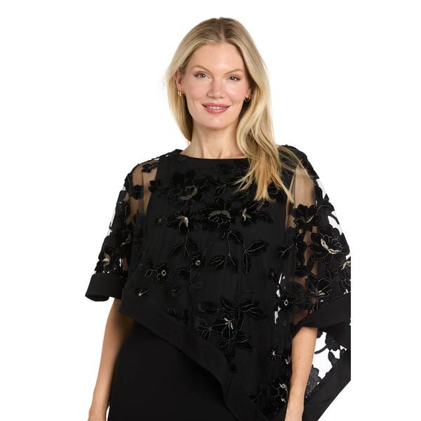Petite R&M Richards Solid Shift Dress with Asymmetric Poncho
