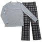 Boys (6-14) Sleep On It(R) Henley & Plaid Pajama Pants - Grey/Black - image 1