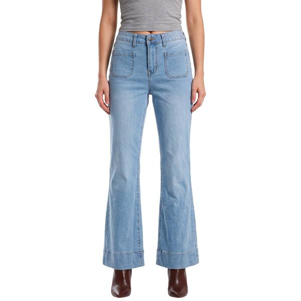 Womens Bleu Mid Rise Patch Pocket Bootcut Jeans - image 