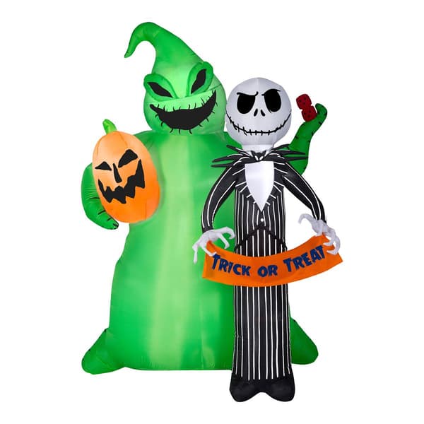 National Tree 78in. Inflatable Jack Skellington and Oogie Boogie - image 