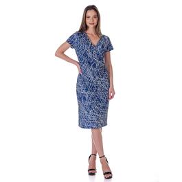 Womens 24/7 Comfort Apparel Abstract Faux Wrap Dress