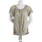Plus Size Absolutely Famous Short Sleeve Tie Front Button Blouse - image 3