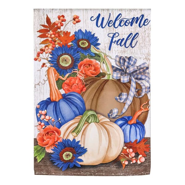 Evergreen Welcome Fall Neutral House Suede Flag - image 