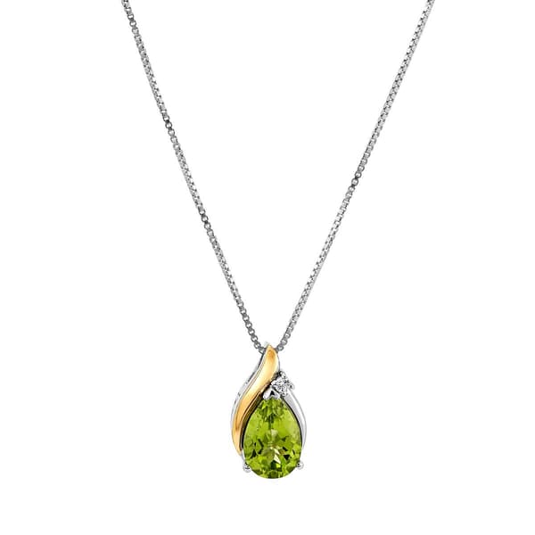 Gemstone Classics(tm) Created Peridot 10ky & Sterling Silver Pendant - image 