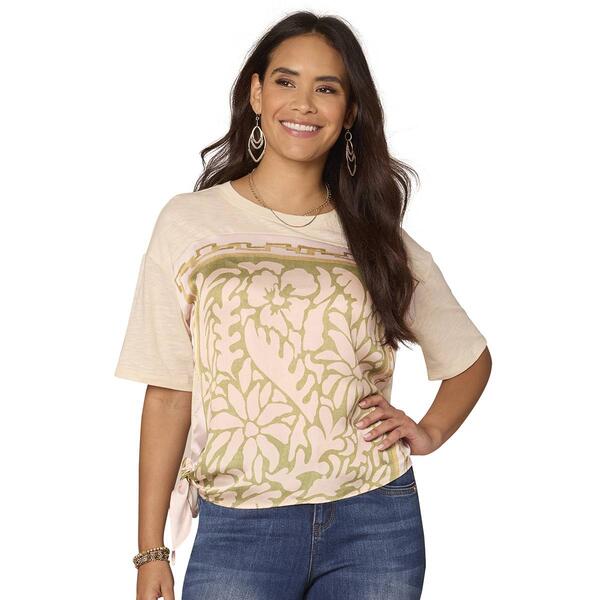 Women Democracy Mix Media Side Tie Hem Tee - image 