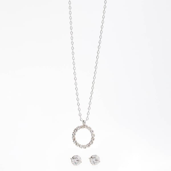 Rosa Rhinestones Open Circle Stone Pendant and Earring Set - image 