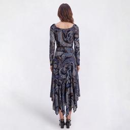 Womens Harlow & Rose Long Sleeve Paisley Belted A-Line Dress