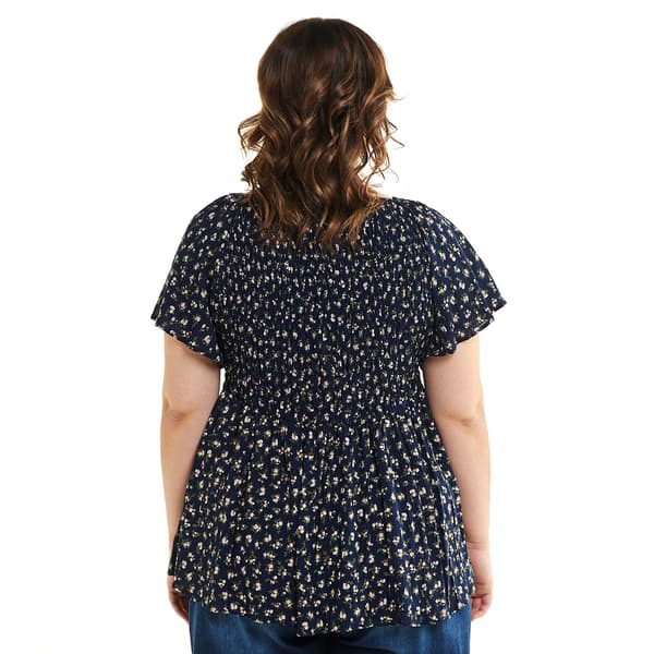 Juniors  Plus Angie V-Neck Smocked Peasant Blouse