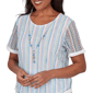 Womens Alfred Dunner Caribbean Blues Textured Stripe Blouse - image 5