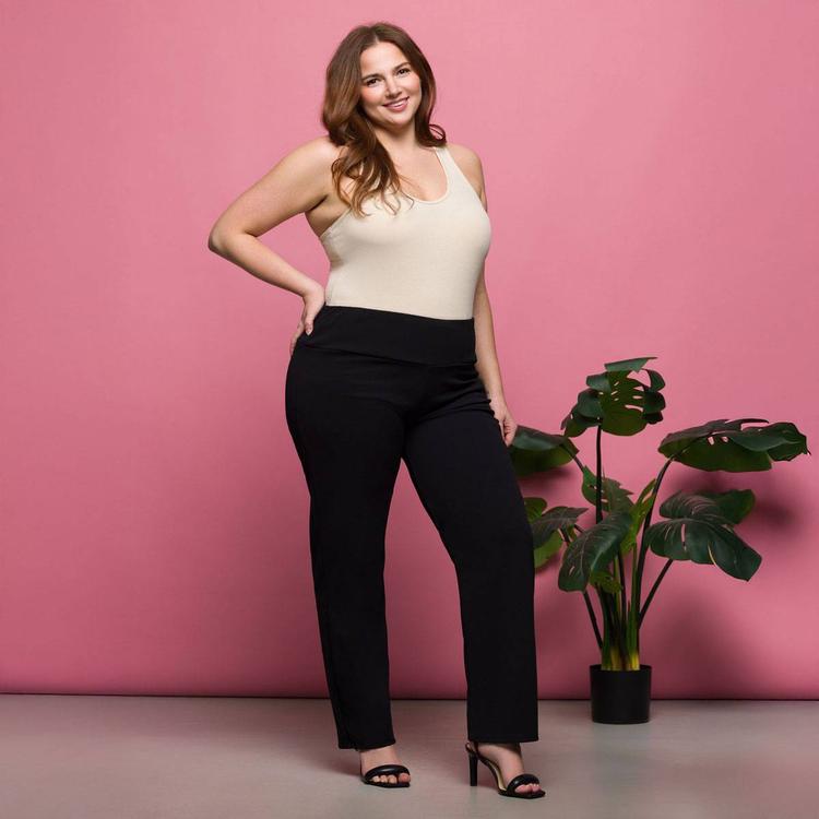 Plus Size 24/7 Comfort Apparel Stretch High Waist Dress Pants
