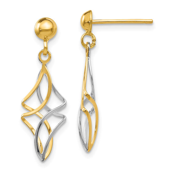 Gold Classics&#40;tm&#41; 14kt. Two-Tone Post Dangle Earrings - image 